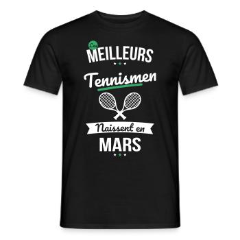 Les meilleurs tennismen naissent en Mars - T-shirt homme - noir - Devant - AI Model Male 178 light (178cm)