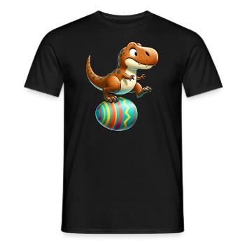 Dancing T-Rex, Easter Eggshell Fun - Men's T-Shirt - black - Front - AI Model Male 178 light (178cm)