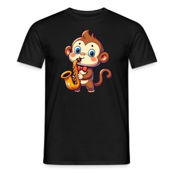 Jazz Affe Saxofonist Musik Schimpanse - Männer T-Shirt - Schwarz - Vorne - AI Model Male 178 light (178cm)
