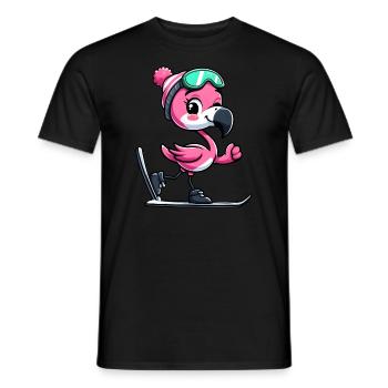 Flamingo Skifahrer Winterspaß - Männer T-Shirt - Schwarz - Vorne - AI Model Male 178 light (178cm)