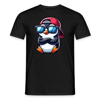 Cooler Pinguin mit Sonnenbrille Cartoon 1 - Männer T-Shirt - Schwarz - Vorne - AI Model Male 178 light (178cm)