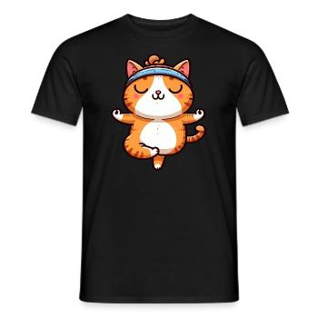 Katze Yoga Meditation Meditieren Balancieren - Männer T-Shirt - Schwarz - Vorne - AI Model Male 178 light (178cm)