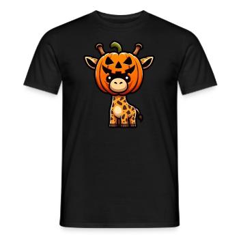 Funny Pumpkin Giraffe Halloween October Autumn - Men's T-Shirt - black - Front - AI Model Male 178 light (178cm)