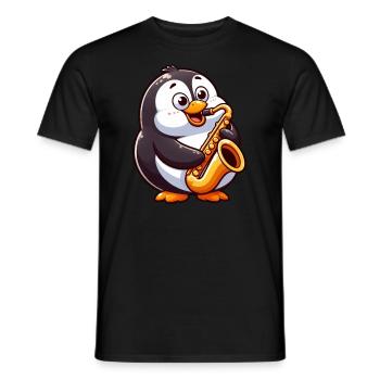 Süßer Pinguin Saxofonist Klassische Musik Cartoon - Männer T-Shirt - Schwarz - Vorne - AI Model Male 178 light (178cm)