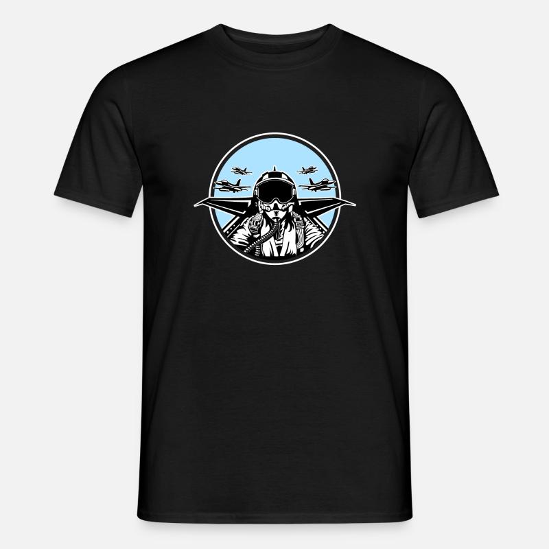 Jet Pilot / Kampfpilot 01_schwarz weiß - Männer T-Shirt - Schwarz