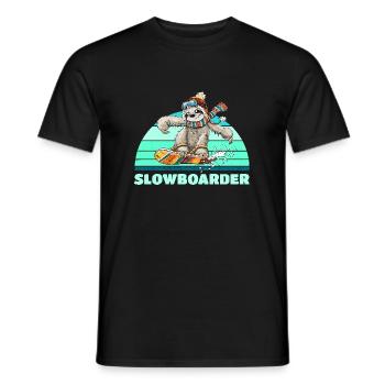 Faultier Snowboard Slowboarder Retro Wintersport - Männer T-Shirt - Schwarz - Vorne - AI Model Male 178 light (178cm)