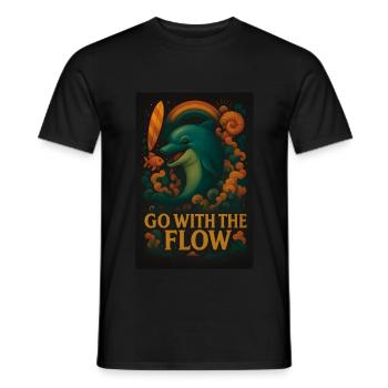 Go With The Flow – Lustiges Delfin-Design - Männer T-Shirt - Schwarz - Vorne - AI Model Male 178 light (178cm)