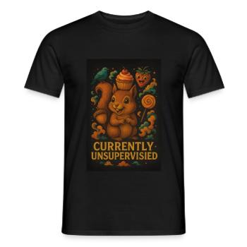 Currently Unsupervised – Lustiges Eichhörnchen - Männer T-Shirt - Schwarz - Vorne - AI Model Male 178 light (178cm)