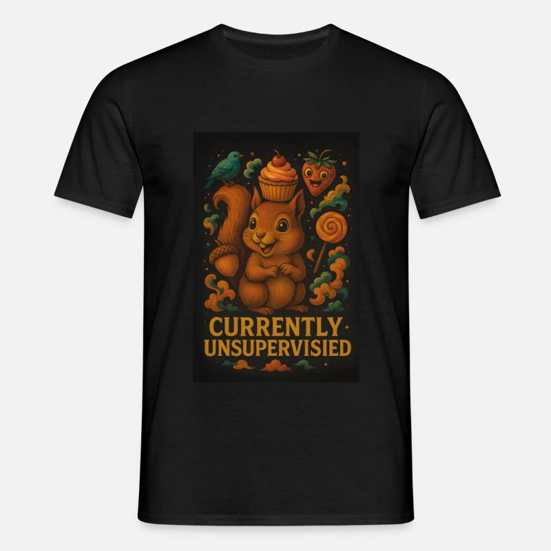 Currently Unsupervised – Lustiges Eichhörnchen - Männer T-Shirt - Schwarz