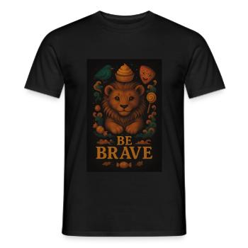 Be Brave – Mutig Löwe mit Cupcake - Männer T-Shirt - Schwarz - Vorne - AI Model Male 178 light (178cm)
