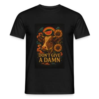 Cow Design – Don't Give a Damn - Men's T-Shirt - black - Front - AI Model Male 178 light (178cm)