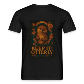 Otter - Keep It Otterly – Lustiges Tierdesign - Männer T-Shirt - Schwarz - Vorne - AI Model Male 178 light (178cm)