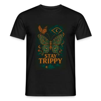 Butterfly - Stay Trippy - Men's T-Shirt - black - Front - AI Model Male 178 light (178cm)