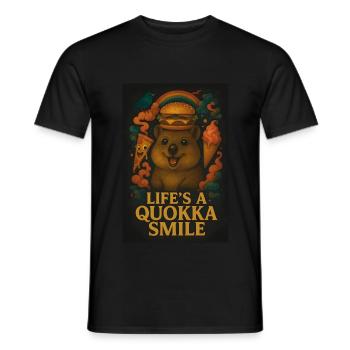 Life's a Quokka Smile – Funny Animal Design - Men's T-Shirt - black - Front - AI Model Male 178 light (178cm)