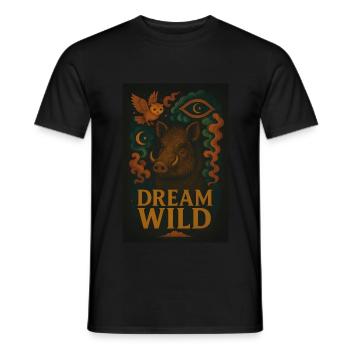 Wild Boar - Dream Wild – Funny Animal Design - Men's T-Shirt - black - Front - AI Model Male 178 light (178cm)