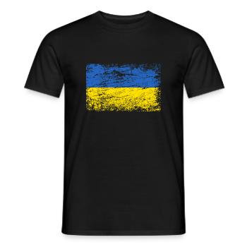 Ukraine Flag Vintage Kazantip Vacation Travel Kiev - Men's T-Shirt - black - Front - AI Model Male 178 light (178cm)