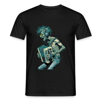 Accordion player sings with heart and soul - Men's T-Shirt - black - Front - AI Model Male 178 light (178cm)