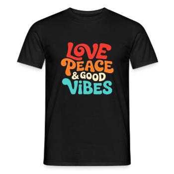 Love Peace & Good Vibe Retro Spruch - Männer T-Shirt - Schwarz - Vorne - AI Model Male 178 light (178cm)