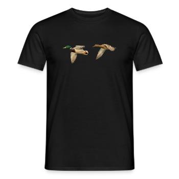 Couple de canards colverts en vol - Photographie - T-shirt homme - noir - Devant - AI Model Male 178 light (178cm)
