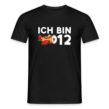 12. Geburtstag Flugzeug 12 Jahre Geschenk - Männer T-Shirt - Schwarz - Vorne - AI Model Male 178 light (178cm)