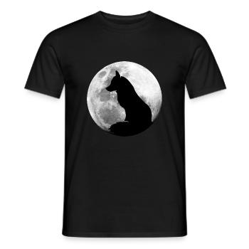 Fox in the Full Moon Forest Animals Fox - Men's T-Shirt - black - Front - AI Model Male 178 light (178cm)