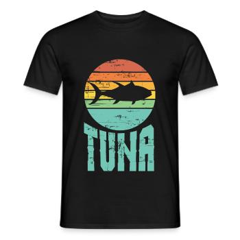 Vintage Tuna Artwork Fishing Lover - Men's T-Shirt - black - Front - AI Model Male 178 light (178cm)