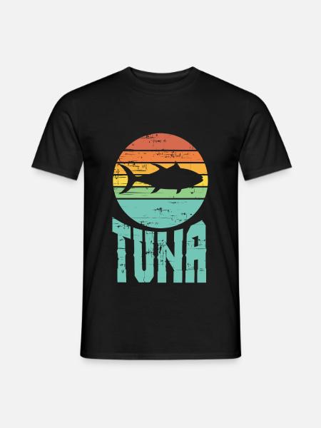 Vintage Tuna Artwork Fishing Lover - Men's T-Shirt - black