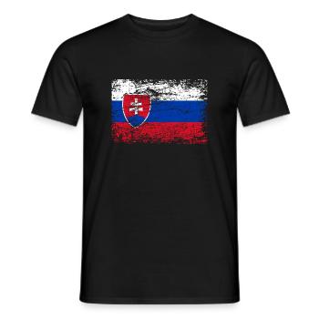 Slovakia Flag Used Look - Men's T-Shirt - black - Front - AI Model Male 178 light (178cm)