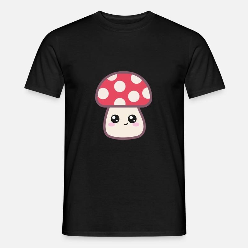 Fungo Carino Kawaii Disegno - T-shirt uomo - nero
