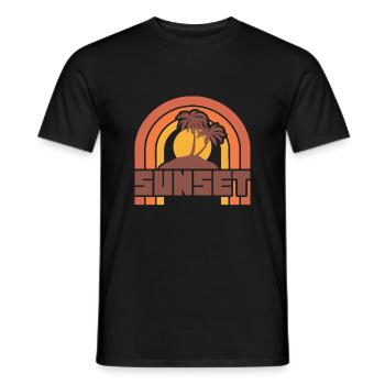Coucher de soleil rétro vintage - T-shirt homme - noir - Devant - AI Model Male 178 light (178cm)