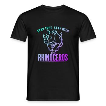 Rhinocéros Afrique Désert Désert Sauvons - T-shirt homme - noir - Devant - AI Model Male 178 light (178cm)