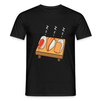 Sushi schläft auf Tisch Kawaii Süß - Männer T-Shirt - Schwarz - Vorne - AI Model Male 178 light (178cm)