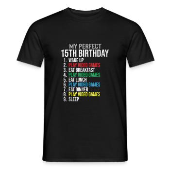 15ème anniversaire happy birthday jeux de niveau 15 - T-shirt homme - noir - Devant - AI Model Male 178 light (178cm)