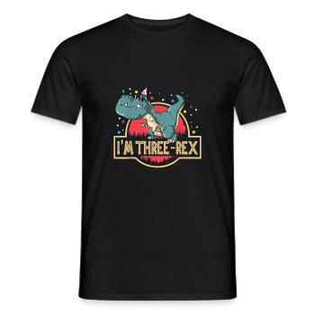 3rd Birthday Happy Birthday Dino T Rex Three Rex - Men's T-Shirt - black - Front - AI Model Male 178 light (178cm)
