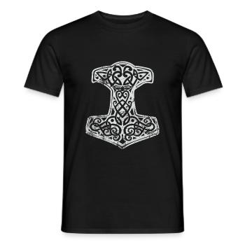Yggdrasil Weltenbaum Mjölnir Nordisch - Männer T-Shirt - Schwarz - Vorne - AI Model Male 178 light (178cm)