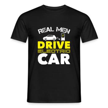E Car Electric Car Green - Men's T-Shirt - black - Front - AI Model Male 178 light (178cm)