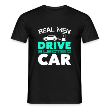 E Car Electric Car Green - Men's T-Shirt - black - Front - AI Model Male 178 light (178cm)