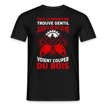 Humour Tronçonneuse Couper bois Bucheron Élagueur - T-shirt homme - noir - Devant - AI Model Male 178 light (178cm)