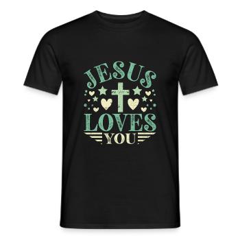 Jesus loves you - Jesus Spruch - Männer T-Shirt - Schwarz - Vorne - AI Model Male 178 light (178cm)