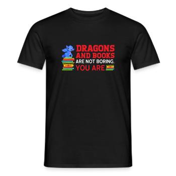 Drache Drache und Buch Drachenliebhaber Geschenk - Männer T-Shirt - Schwarz - Vorne - AI Model Male 178 light (178cm)