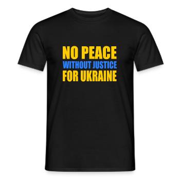 No peace without justice for ukraine - Men's T-Shirt - black - Front - AI Model Male 178 light (178cm)