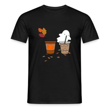 Ghost drinking coffee Halloween Design - Männer T-Shirt - Schwarz - Vorne - AI Model Male 178 light (178cm)