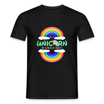 Sei ein Regenbogen Einhorn | einhornshirt - Männer T-Shirt - Schwarz - Vorne - AI Model Male 178 light (178cm)