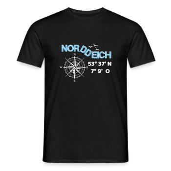 Norddeich Ostfriesland Nordsee Koordinaten NDD - Männer T-Shirt - Schwarz - Vorne - AI Model Male 178 light (178cm)