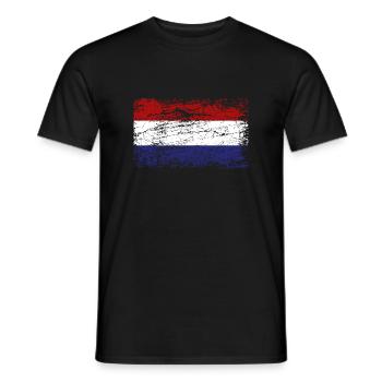 Pays-Bas Pavillon Used Look Amsterdam Vintage - T-shirt homme - noir - Devant - AI Model Male 178 light (178cm)