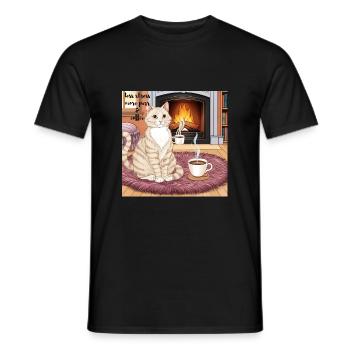 less stress more purr & coffee - Männer T-Shirt - Schwarz - Vorne - AI Model Male 178 light (178cm)