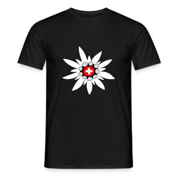 Edelweiss Schweiz Suisse Alpenblumen Flagge Swiss - Männer T-Shirt - Schwarz - Vorne - AI Model Male 178 light (178cm)
