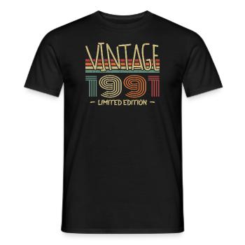 Jahrgang 1991 Retro 1991 Geburtstagsgeschenk - Männer T-Shirt - Schwarz - Vorne - AI Model Male 178 light (178cm)