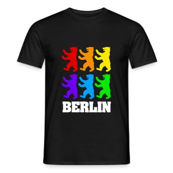 Berlin Ours en couleur - T-shirt homme - noir - Devant - AI Model Male 178 light (178cm)