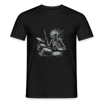 Squelette de crâne de batteur sur la batterie - T-shirt homme - noir - Devant - AI Model Male 178 light (178cm)